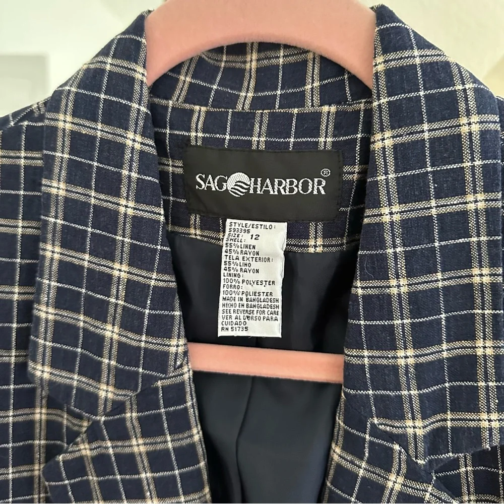 Vintage Sag Harbor Blue Plaid Blazer Sz 12 - Picture 4 of 5